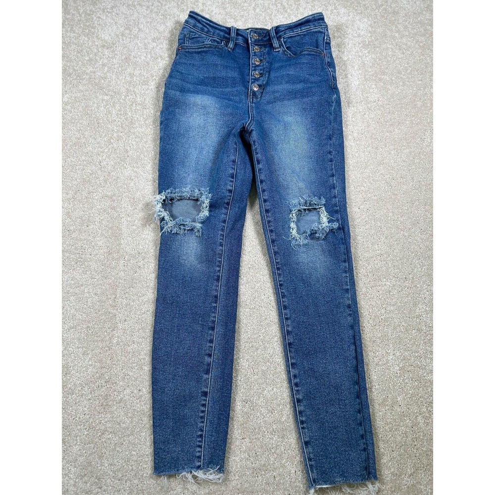 YMI Womens Jeans Size 7/28 Dream Distressed Raw Hem Jeans Button Fly